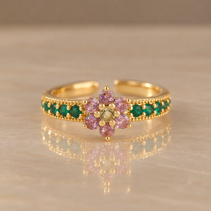 Floral Zircon Ring