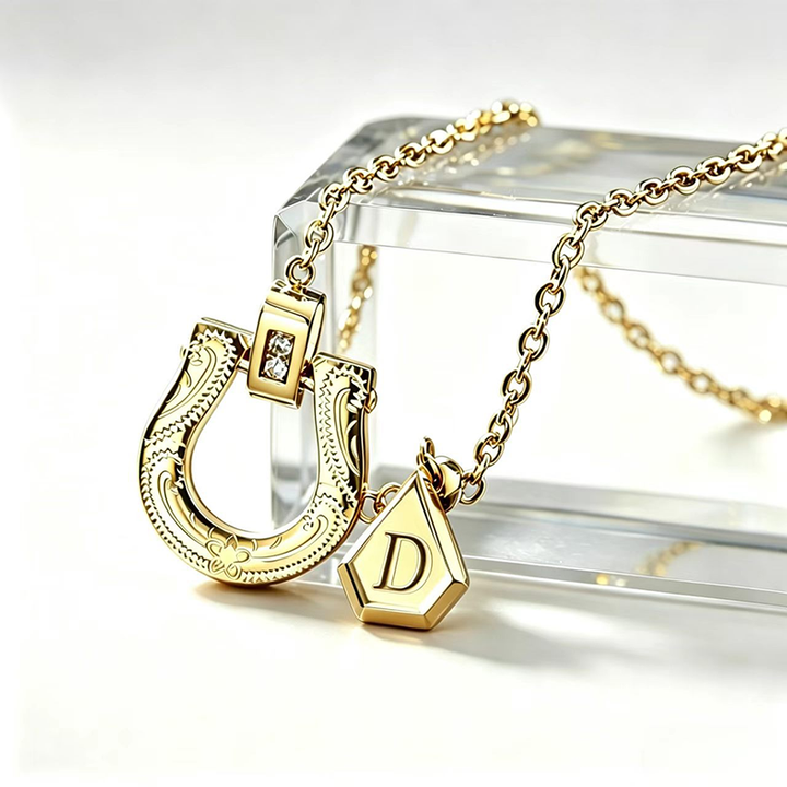 Fortuna Gold Horseshoe Initial Necklace