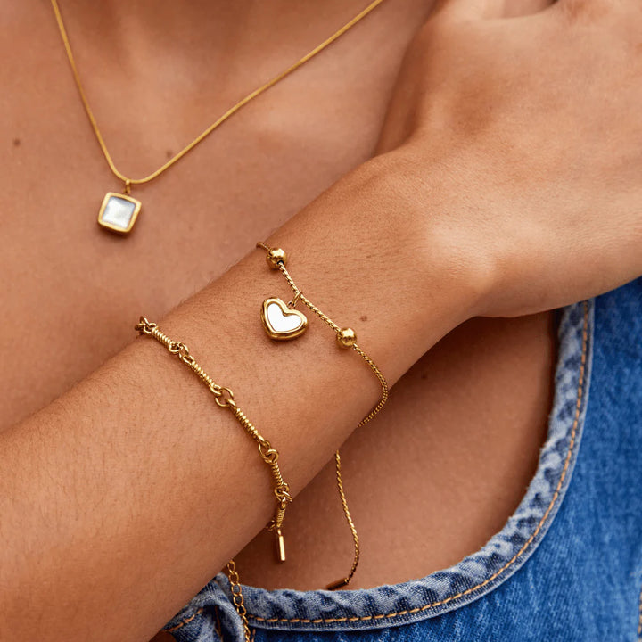 Gold Heart Charm Adjustable Bracelet