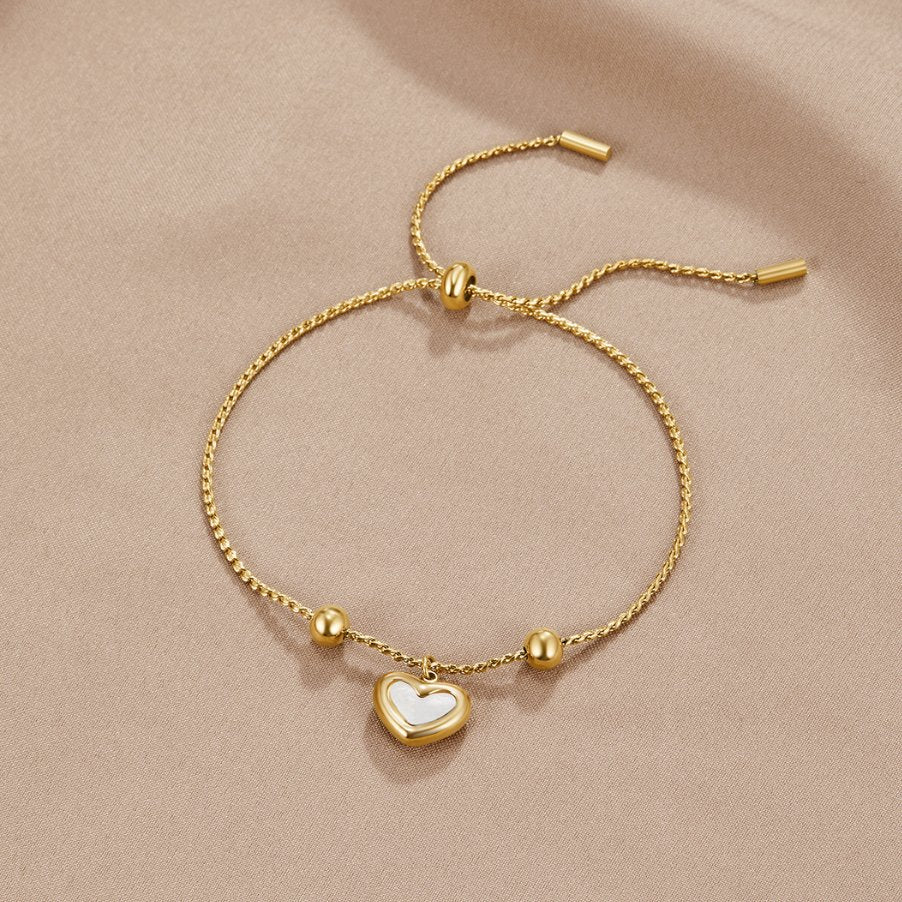 Gold Heart Charm Adjustable Bracelet