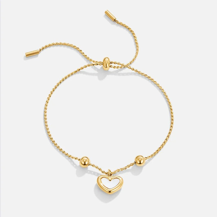 Gold Heart Charm Adjustable Bracelet