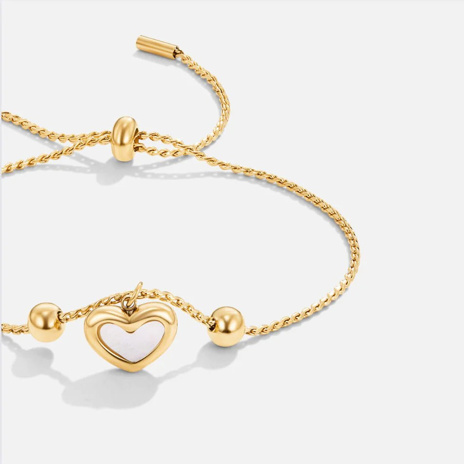 Gold Heart Charm Adjustable Bracelet