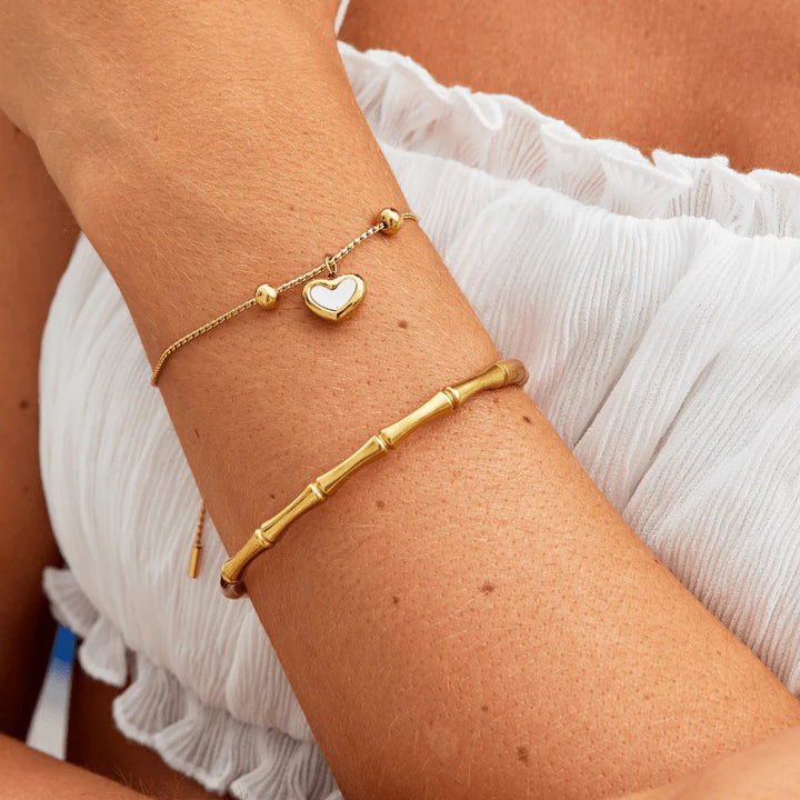Gold Heart Charm Adjustable Bracelet