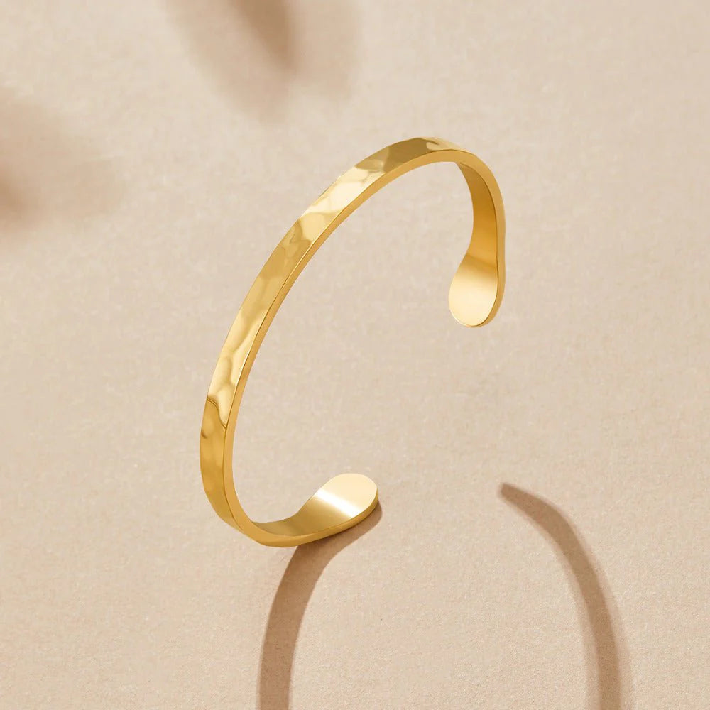 Hammered Gold Open Cuff Bracelet