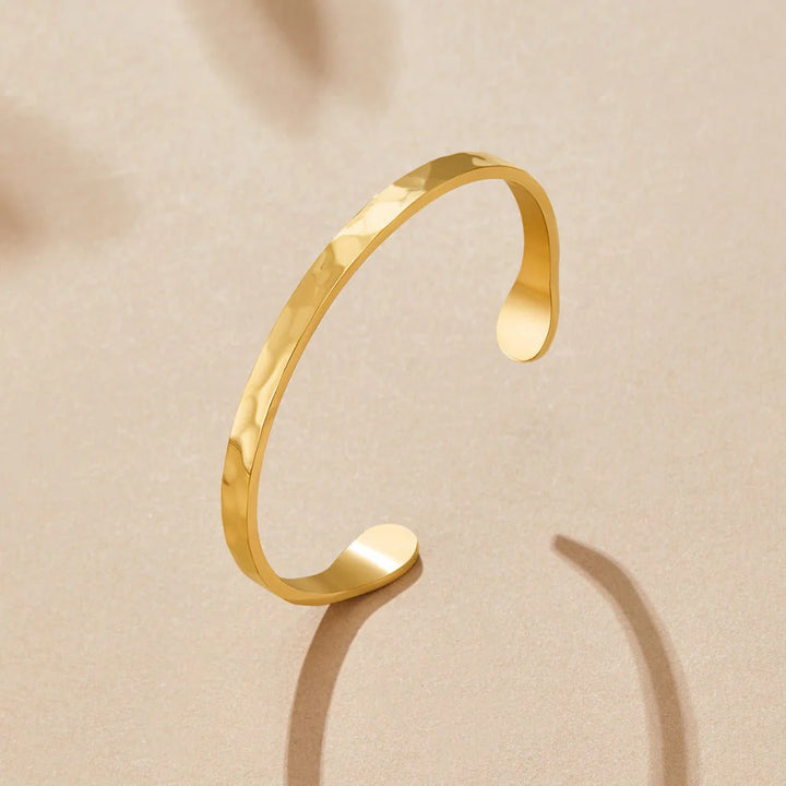 Hammered Gold Open Cuff Bracelet