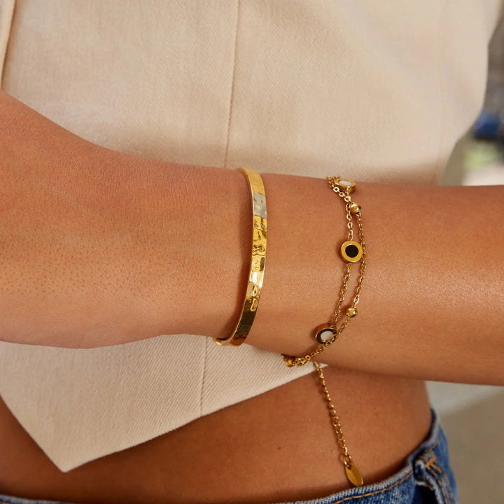Hammered Gold Open Cuff Bracelet