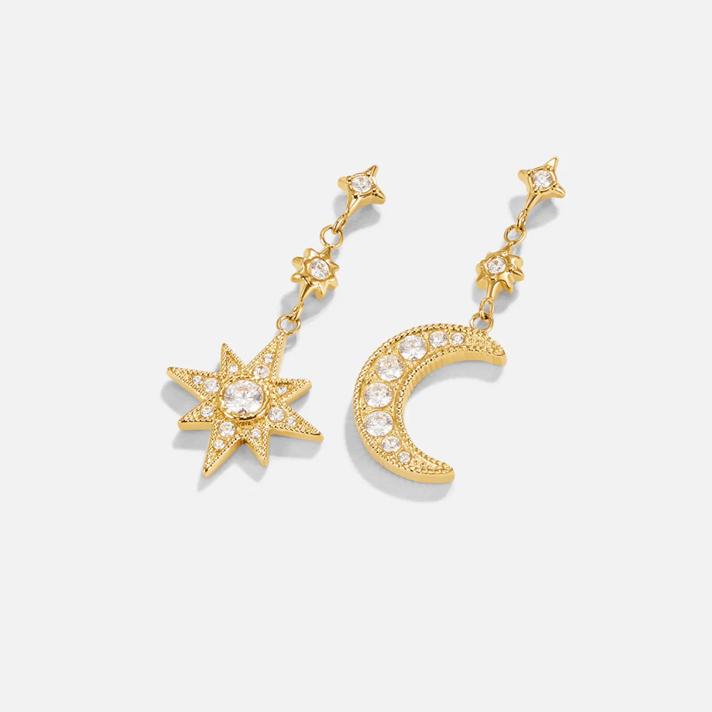 Celestial Sun & Moon Star Drop Earrings