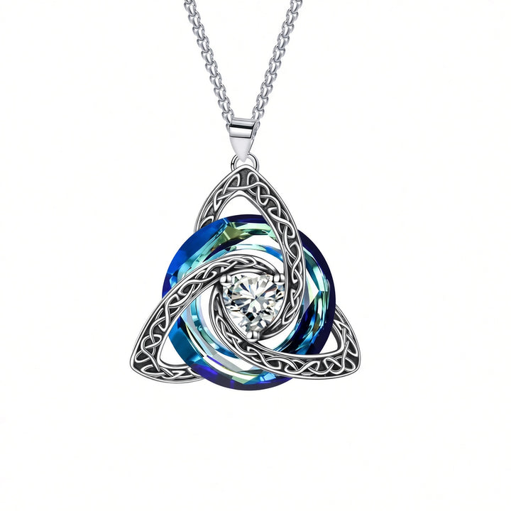 Trinity Knot Birthstone Heart Pendant