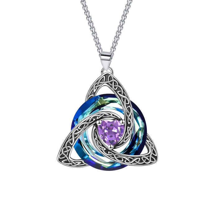Trinity Knot Birthstone Heart Pendant