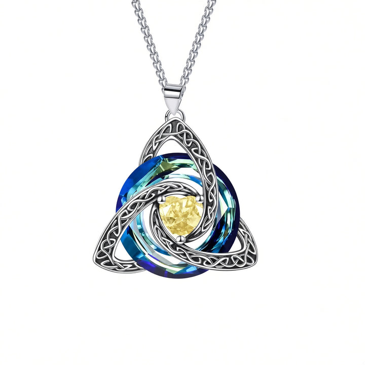 Trinity Knot Birthstone Heart Pendant