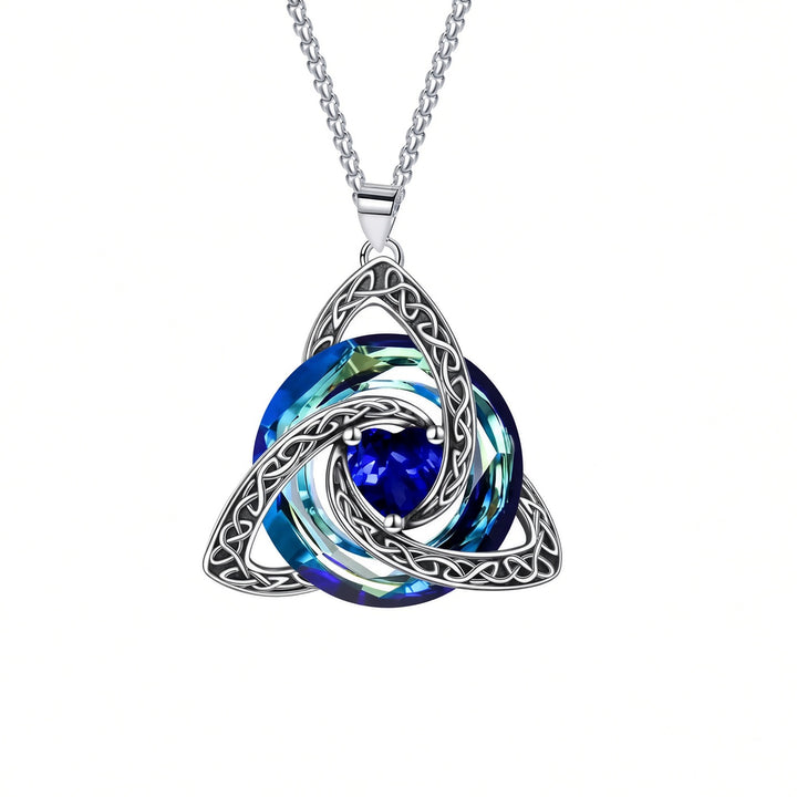 Trinity Knot Birthstone Heart Pendant