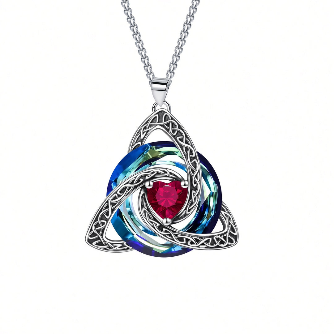 Trinity Knot Birthstone Heart Pendant
