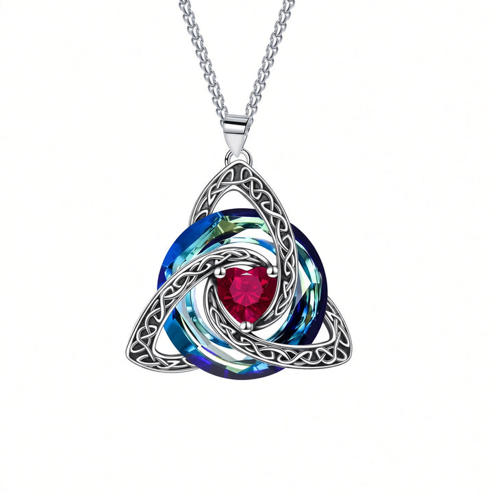 Trinity Knot Birthstone Heart Pendant