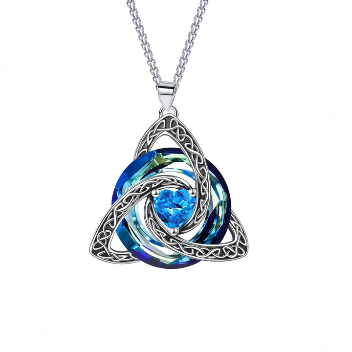 Trinity Knot Birthstone Heart Pendant