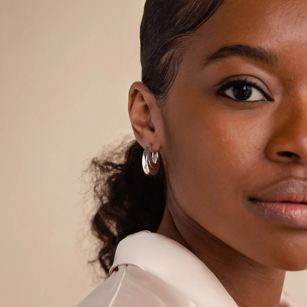 Sculpted Oval Hoop Earrings