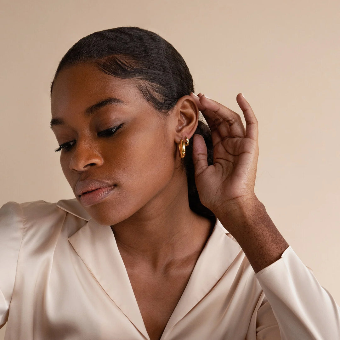 Sculpted Oval Hoop Earrings