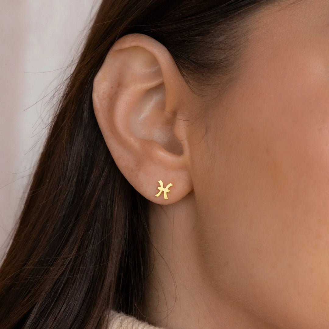 Zodiac Minimal Symbol Stud Earrings