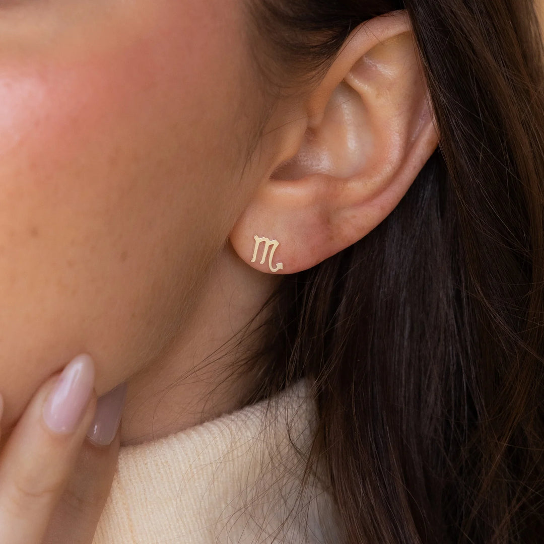 Zodiac Minimal Symbol Stud Earrings