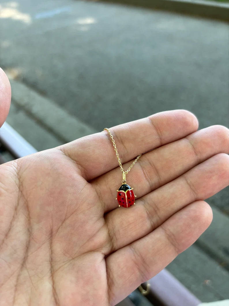 Red Ladybug Pendant Necklace