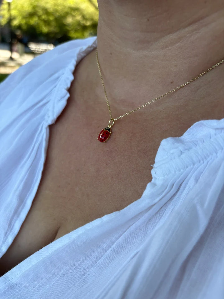 Red Ladybug Pendant Necklace