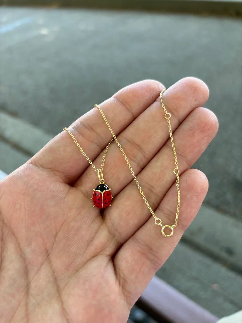 Red Ladybug Pendant Necklace