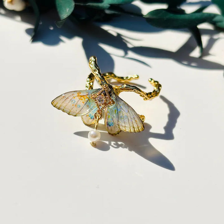 Pearl Moth Statement Ring