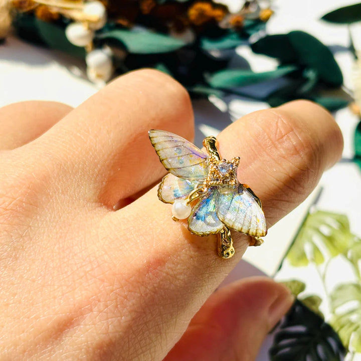 Pearl Moth Statement Ring
