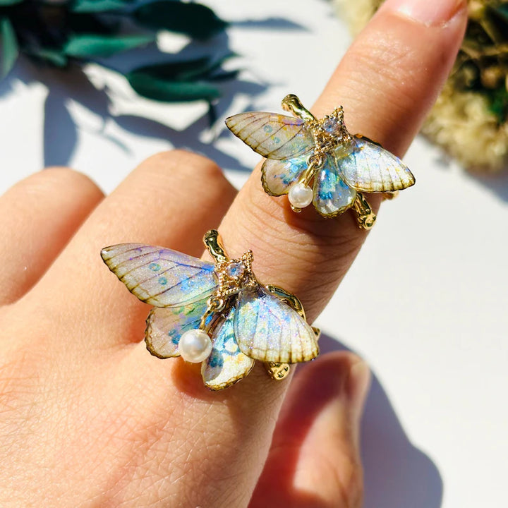 Pearl Moth Statement Ring