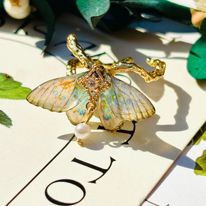 Pearl Moth Statement Ring