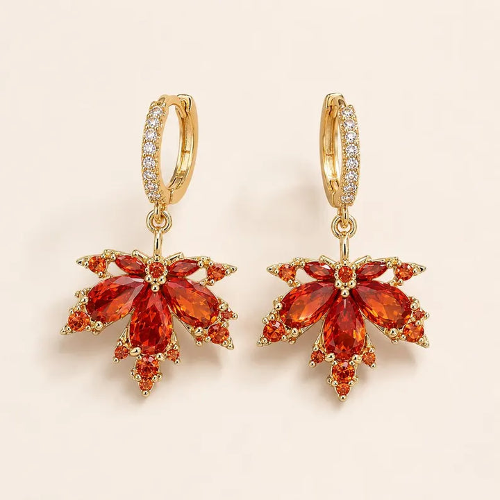 Red Crystal Maple Leaf Jewelry Set