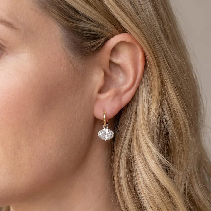 Oval Zircon Hoop Earrings