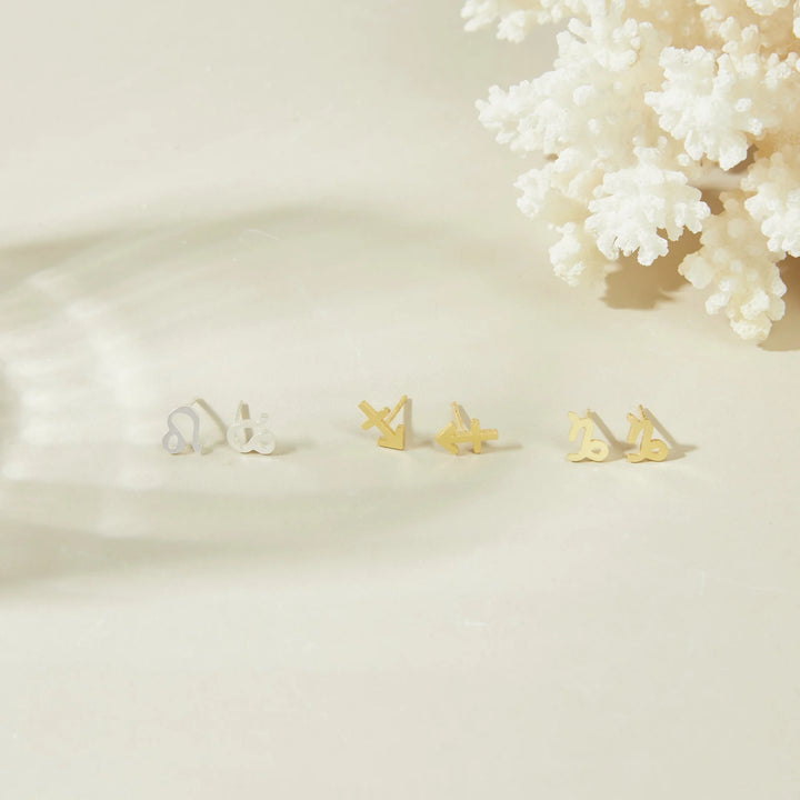 Zodiac Minimal Symbol Stud Earrings