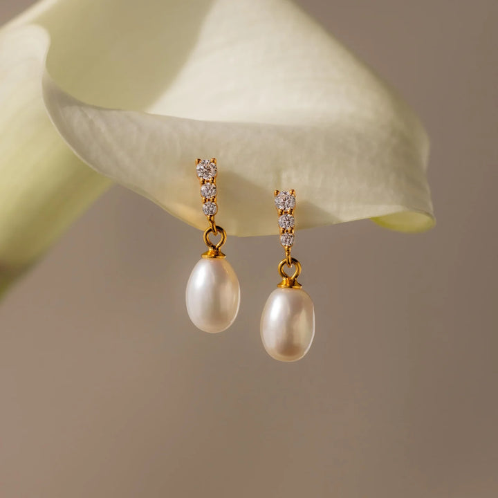 Pearl Drop Crystal Earrings