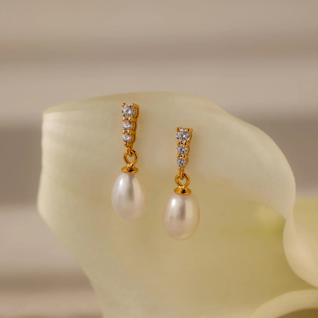 Pearl Drop Crystal Earrings