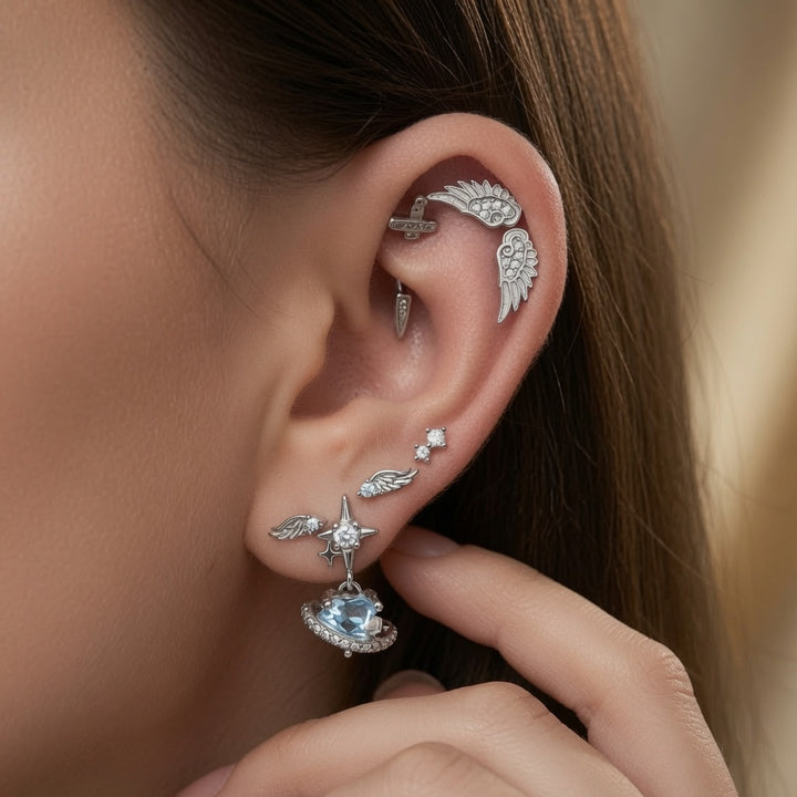 Zircon Angel Wing Stud Earrings