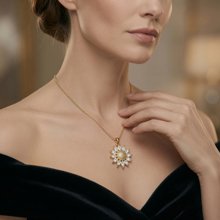 Cubic Zirconia Daisy Necklace
