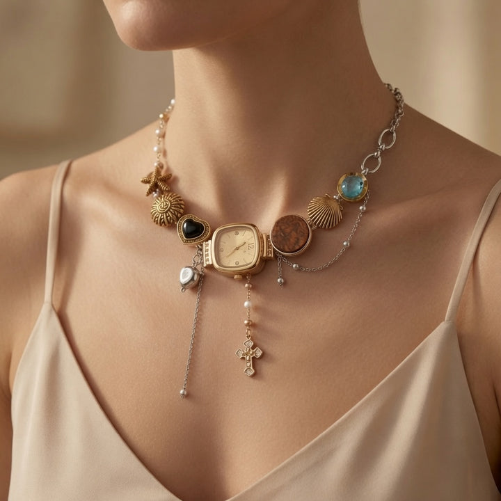 Vintage Charm Watch Necklace