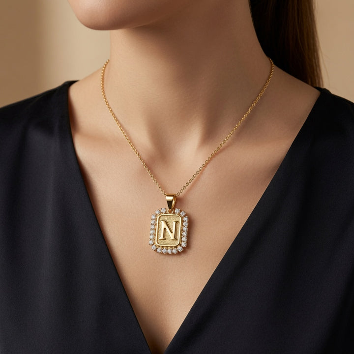 Gold Paperclip Initial Necklace