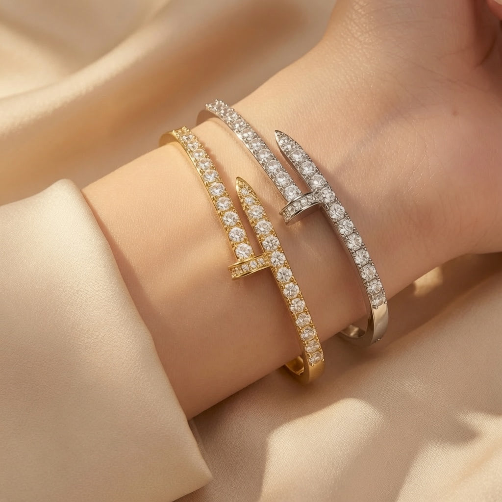 Zircon Nail Cuff Bracelet