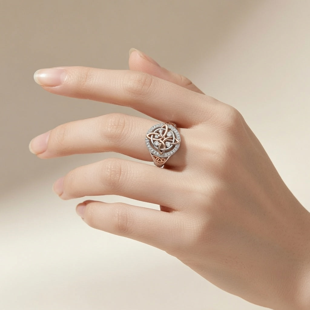 Vintage Celtic Knot Zircon Ring