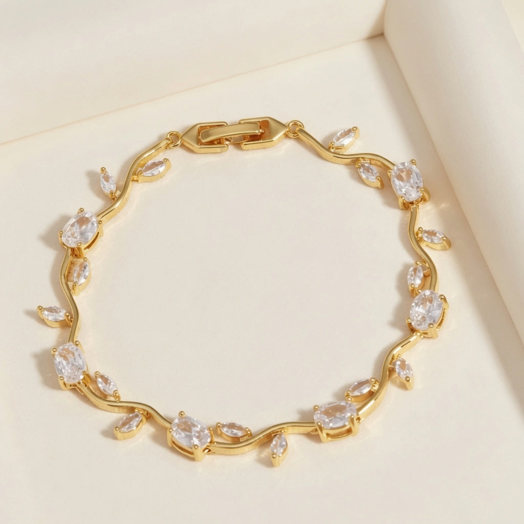 Crystal Leaf Vine Bracelet