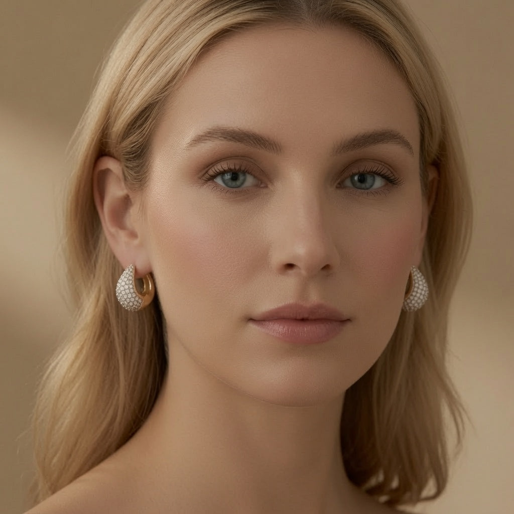 Crystal Pavé Heart Stud Earrings
