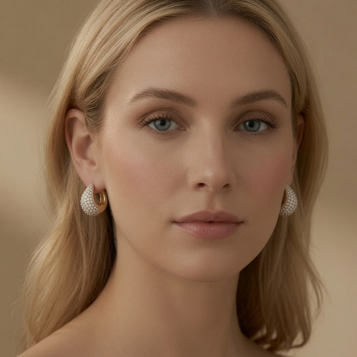Crystal Pavé Heart Stud Earrings