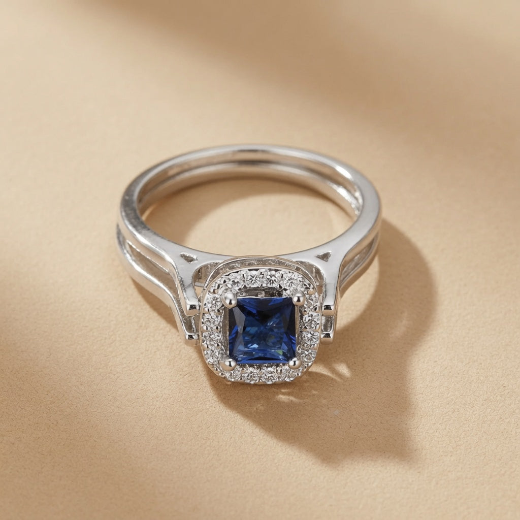 Reversible Double Loop Zircon Ring