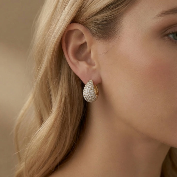 Crystal Pavé Heart Stud Earrings