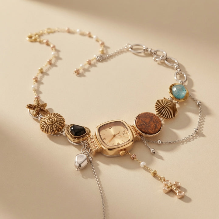 Vintage Charm Watch Necklace