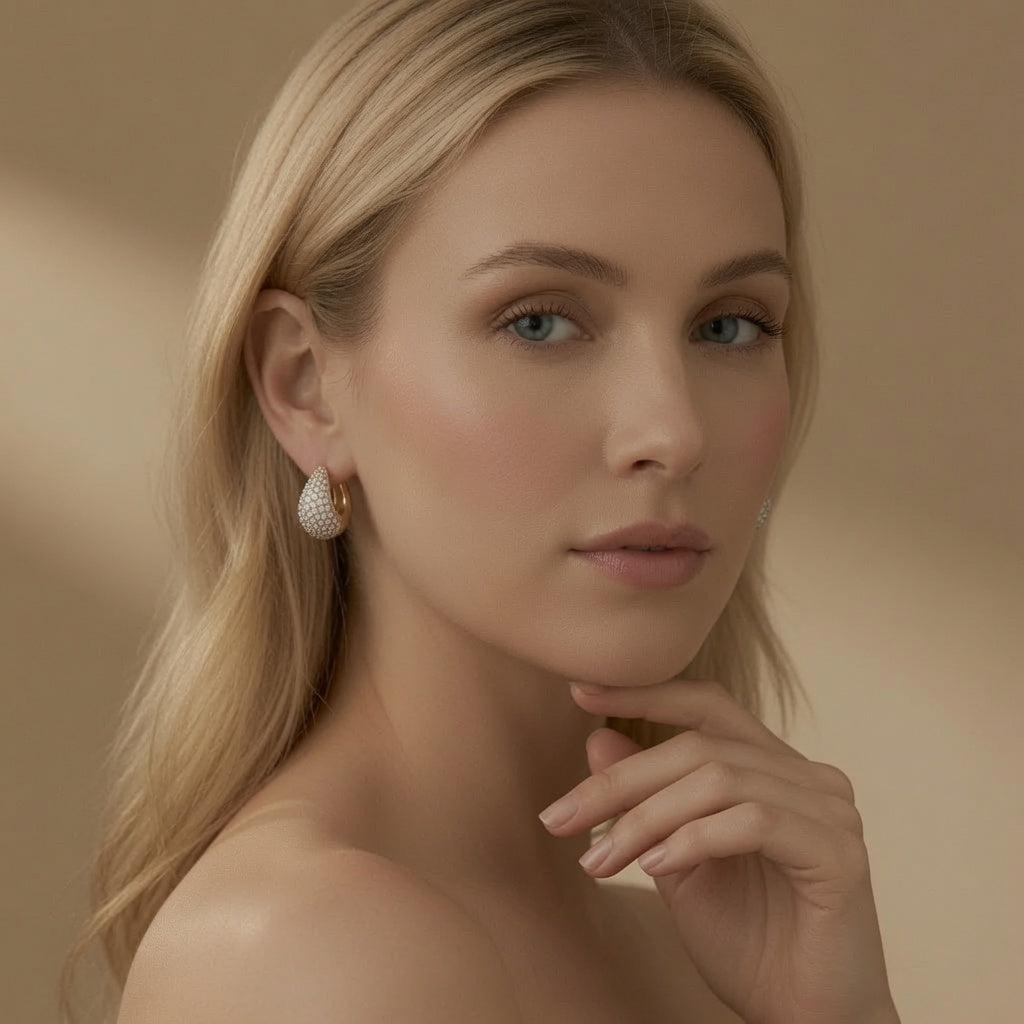 Crystal Pavé Heart Stud Earrings