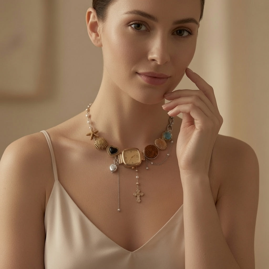 Vintage Charm Watch Necklace