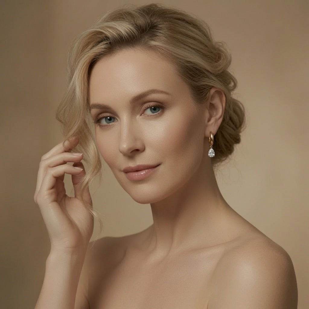 Teardrop Zircon Hoop Earrings