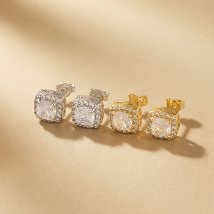 Square Zircon Stud Earrings